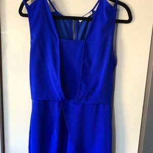 Blue Asymmetrical Double Spaghetti Strap Dress Size 4